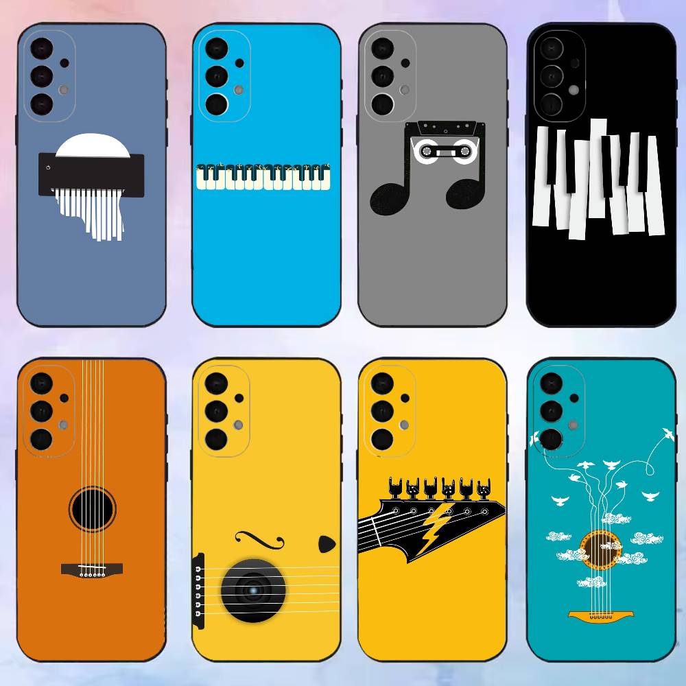 Musical Instrument Quotes - Minimalistische flache Handyhülle mit Musikinstrumenten-Motiv für