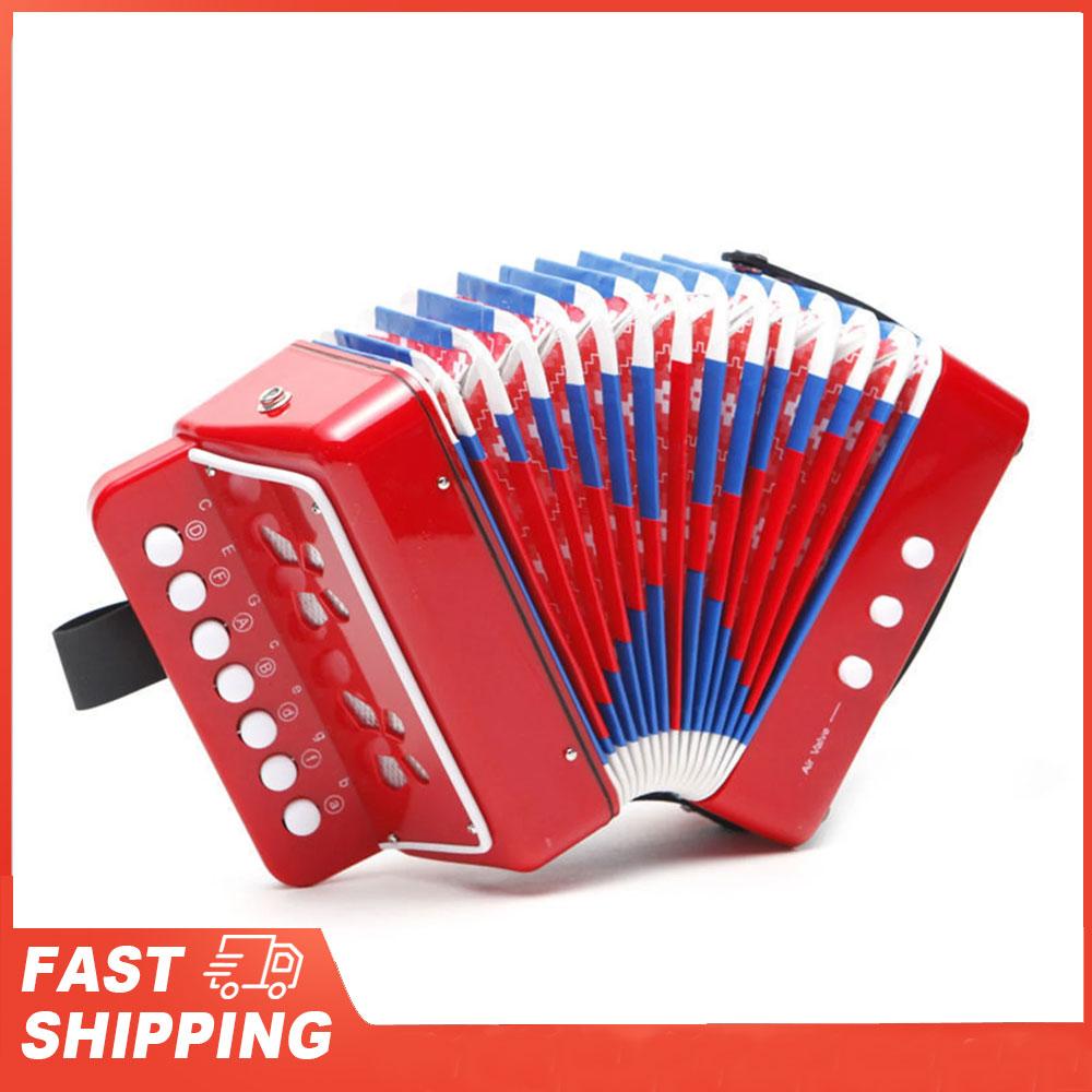 Musical Instrument For Toddlers - KKMOON Kinder-Akkordeon, Mini-Spielzeug, Musikinstrumente, 7-Tasten-Knopf, rosa,
